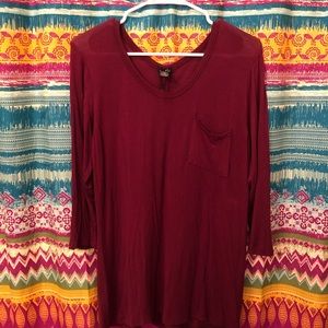 Rue 21 red 3/4 sleeve shirt size M
